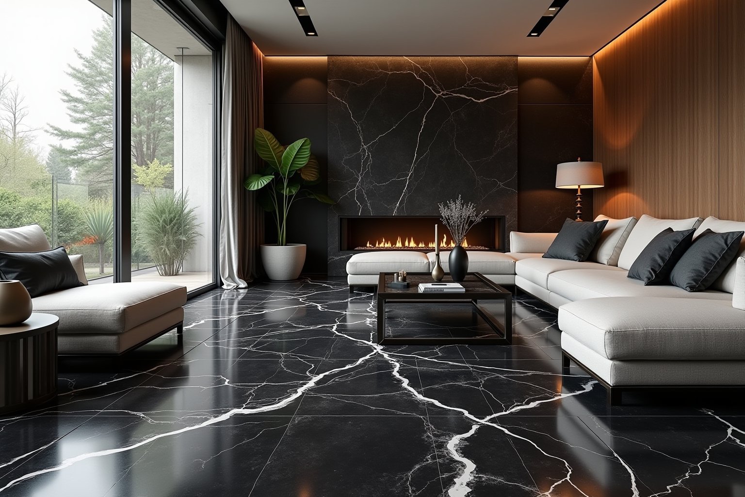 Premium Turkish black marble modern interior